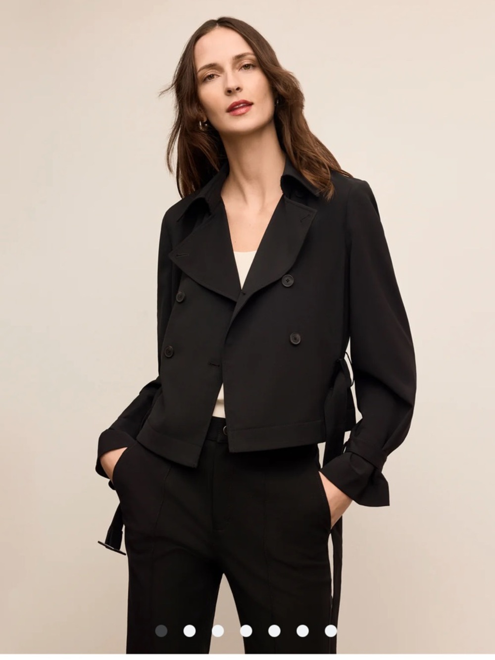 MM. Lafleur Cropped Double-Breasted Trench Jacket in Black
